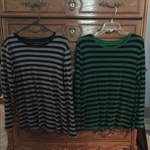 2 Merona striped long sleeve shirts
